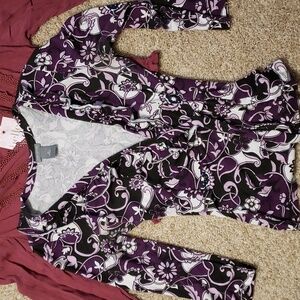 XS Long Sleeve Purple Floral Top